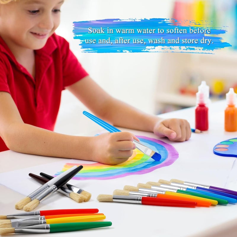 REGUICORP 20 Pcs Kids Paint Brushes - Round & Flat, Easy Hold & Clean, Bristle Craft for Acrylic, Oil & Watercolor Paint - Image 5